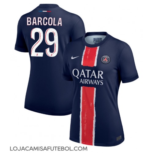 Camisa de Futebol Paris Saint-Germain Bradley Barcola #29 Equipamento Principal Mulheres 2024-25 Manga Curta